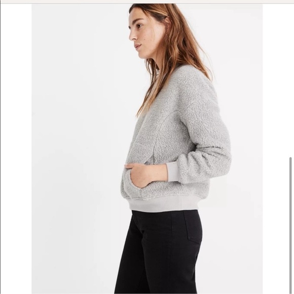 Madewell Women's Polartec Fleece Crewneck Sweatshirt Long Sleeves in Gray Size S - Picture 1 of 8